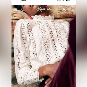 Sezane “Rym” Lacey Button-Up Blouse- like new